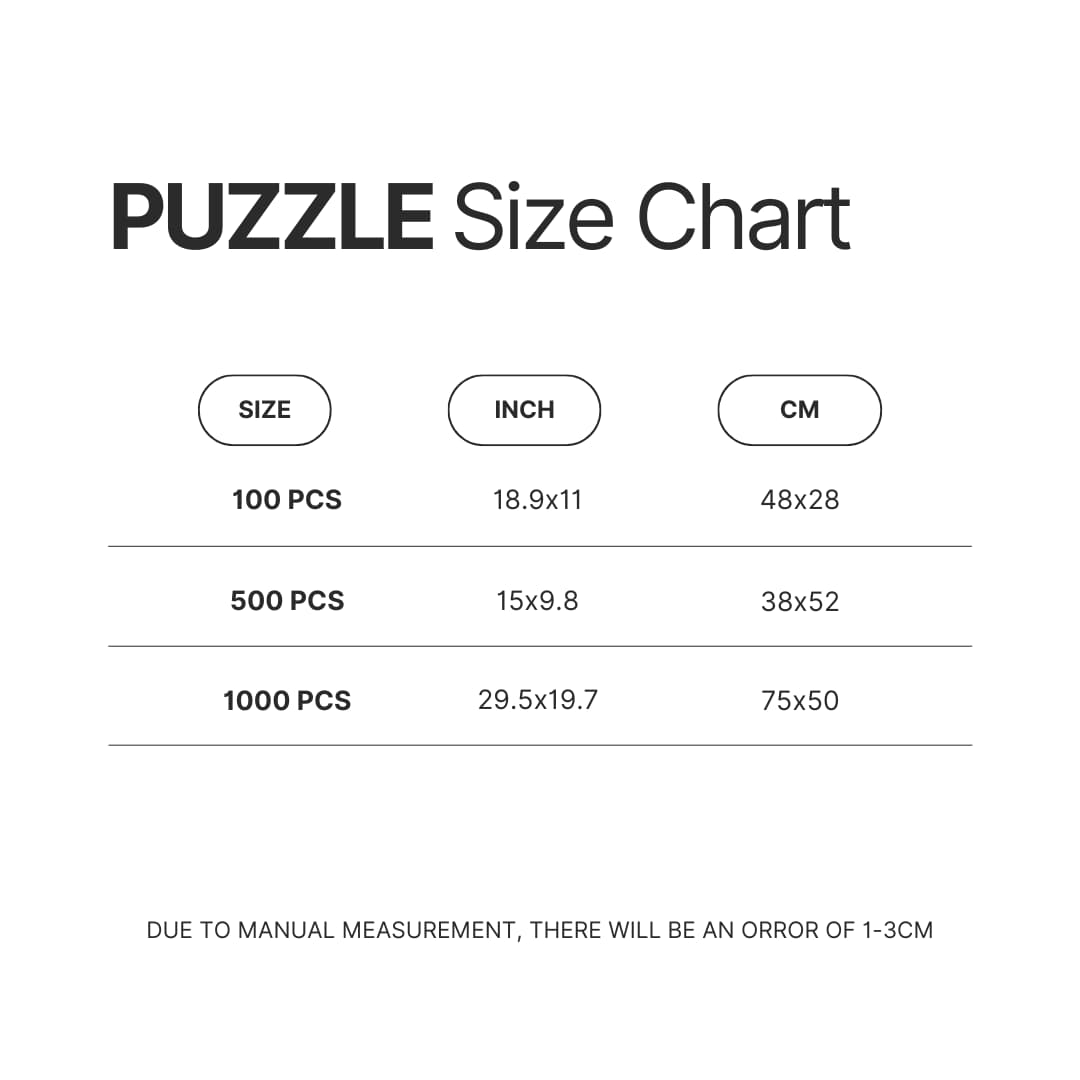 Puzzle Size Chart - Gracie Abrams Store